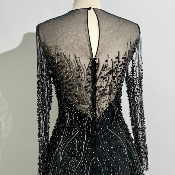 Brand New US 10 GEMY MAALOUF Beaded Embroidered Evening Gown - Picture 7 of 13